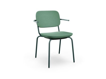 Konferenčná stolička Normo, podrúčky SP, rám RAL6004, látka Alba 7026 zelená