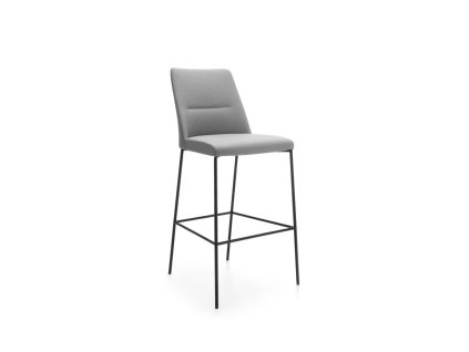 Barová stolička Chic, výška sedu 79 cm, rám čierny, látka Next NX-12 sivá