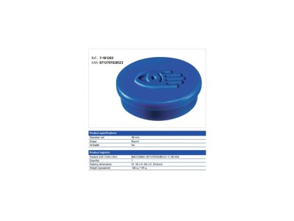 Magnet 30 mm modrý 10 ks