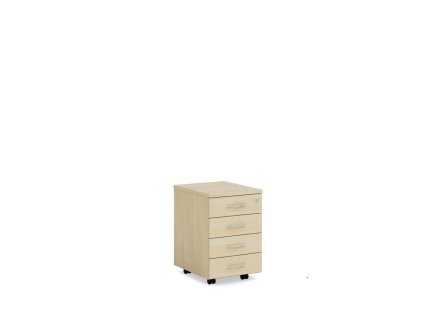 Mobilný kontajner BASIC, 4-zásuvkový so zámkom, 41x67x50cm, breza