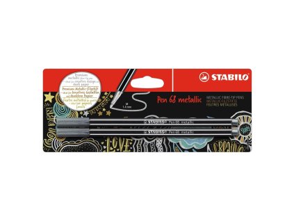 Popisovač STABILO Pen 68 2ks v blistri metalic strieborná