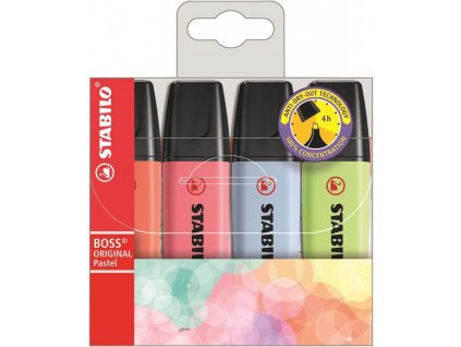Sada zvýrazňovačov STABILO Boss pastel 4ks