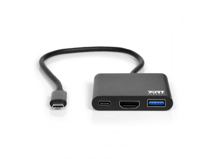 PORT CONNECT USB-C HUB, HDMI 1X 4K + USB-A + USB-C, černý
