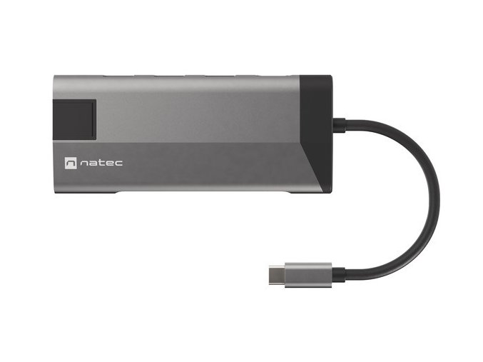 Natec multiport adaptér FOWLER PLUS HUB 8v1, USB 3.0 3X, HDMI 4K, USB-C PD, RJ45, SD, MICRO