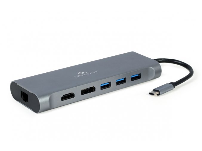 Gembird USB-C 8v1 multiport USB 3.0 + HDMI + DisplayPort + VGA + PD + čtečka karet + LAN + audio