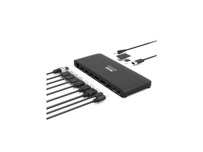 PORT CONNECT Dokovací stanice pro kanceláře, USB-C, 2x4K, černá