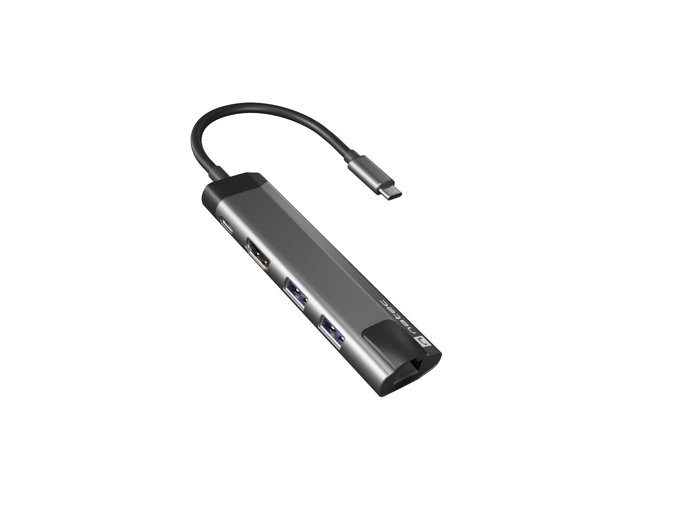 Natec multiport adaptér FOWLER GO HUB 5v1, 2X USB 3.0 HUB, HDMI 4K, USB-C PD, RJ45