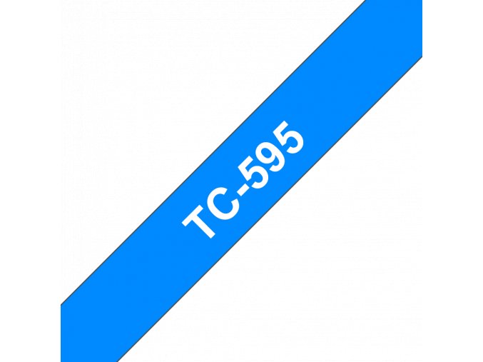 Brother TC-595 - bílý tisk na modrém podkladu, šířka 9mm