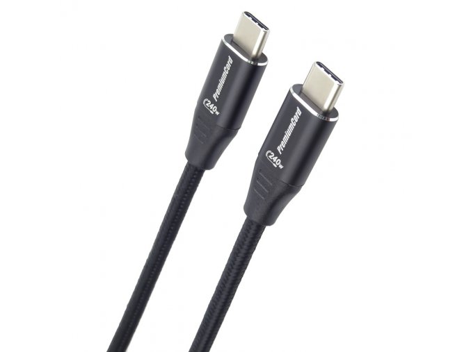 PremiumCord Kabel USB-C M/M, 240W 480 MBps, 1,5m
