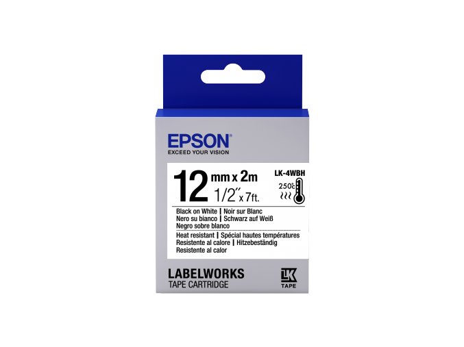 Epson Label Cartridge Heat Resistant LK-4WBH Black/White 12mm (2m)