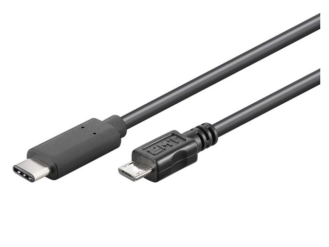 PremiumCord USB-C/male - USB 2.0 Micro-B/Male, černý, 0,6m