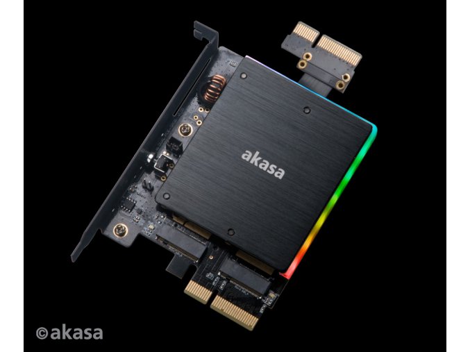 AKASA adaptér dual M.2 do PCIex s chladičem RGB