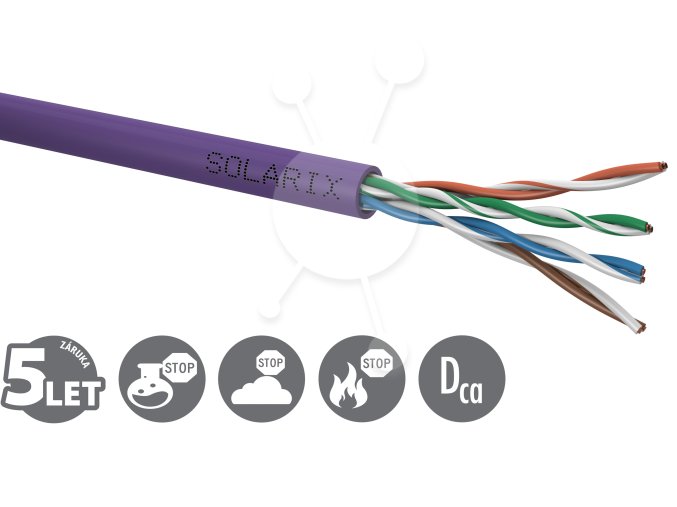 Instalační kabel Solarix CAT5E UTP LSOH Dca-s1,d2,a1 305m/box SXKD-5E-UTP-LSOH