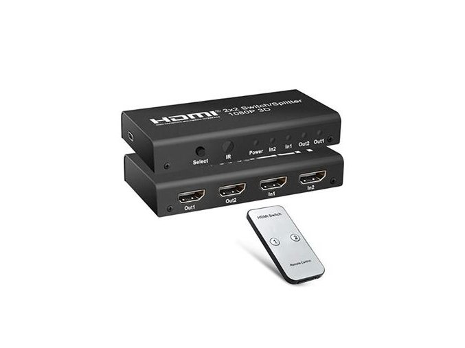 PremiumCord HDMI switch 2:2, 3D,1080p,dálkové ovl.
