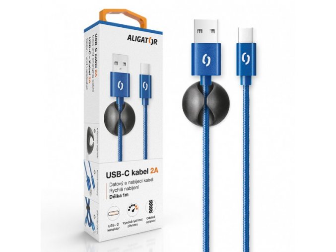 ALIGATOR PREMIUM Datový kabel 2A, USB-C modrá