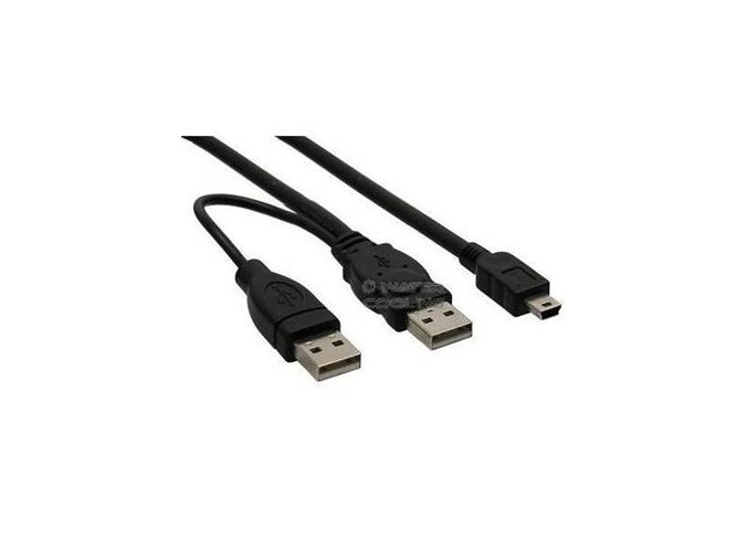 PremiumCord USB 2.0 napájecí Y kabel A/M + A/M -- A/M mini 0.4m + 0.5m