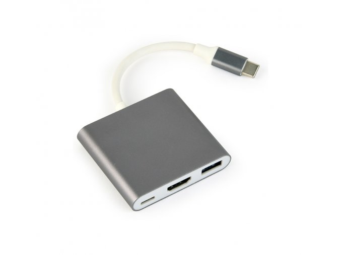 GEMBIRD Multi-adapter USB typu C, šedý