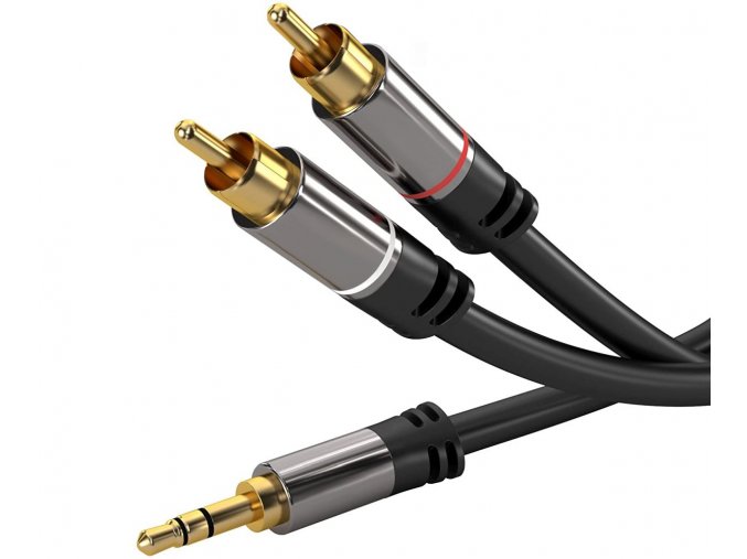 PremiumCord HQ stíněný kabel stereo Jack 3.5mm-2xCINCH M/M 5m