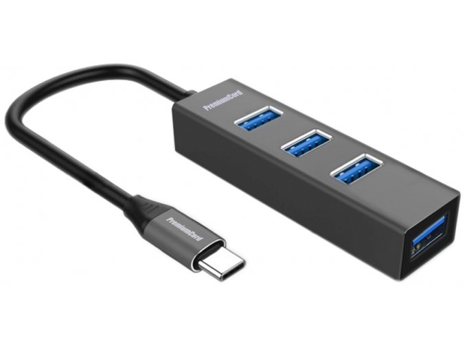 PremiumCord 5G USB Hub Type C na 4x USB 3.2 Gen 1