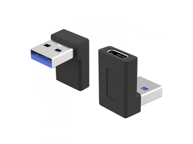 PremiumCord redukce USB-C - USB 3.0 Male, zahnutá2