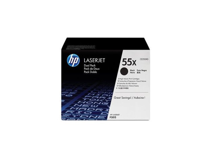 HP tisková kazeta černá velká, CE255XD - 2 pack