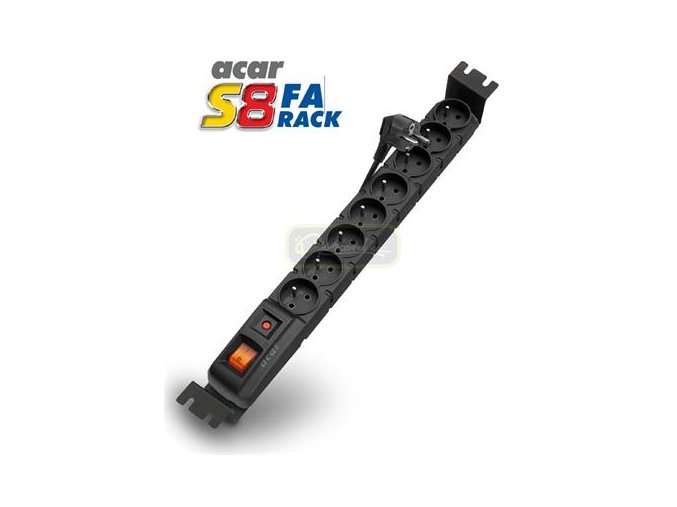 19" napáj.panel ACAR S8/5m 8x220V Black+přep.ochr.10A