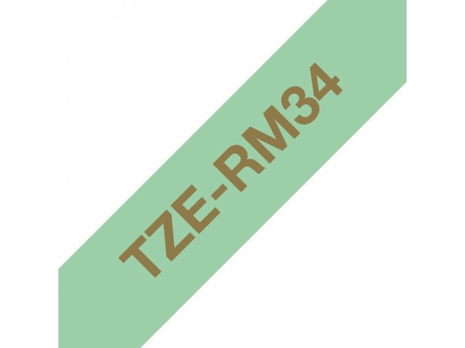 Brother TZE-RM34 zlatá na mentol.zelené, 12 mm, textilní páska
