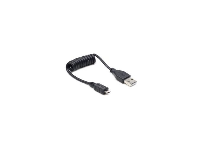 Kabel USB A Male/Micro B Male, 0.6m,kroucený,černý