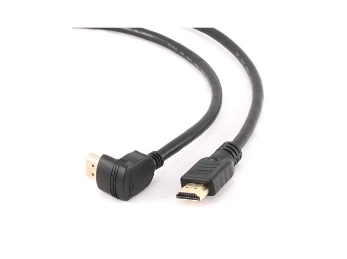 GEMBIRD Kabel HDMI-HDMI M/M 4,5m, 1.4, M/M stíněný, zlacené kontakty, 90° lomený, černý