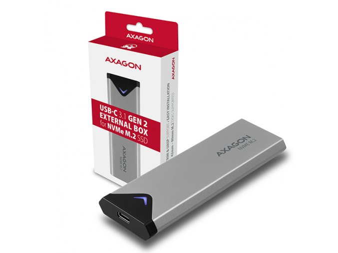 AXAGON EEM2-UG2, USB-C 3.2 Gen 2 - M.2 NVMe SSD kovový box, délka 42 až 80 mm