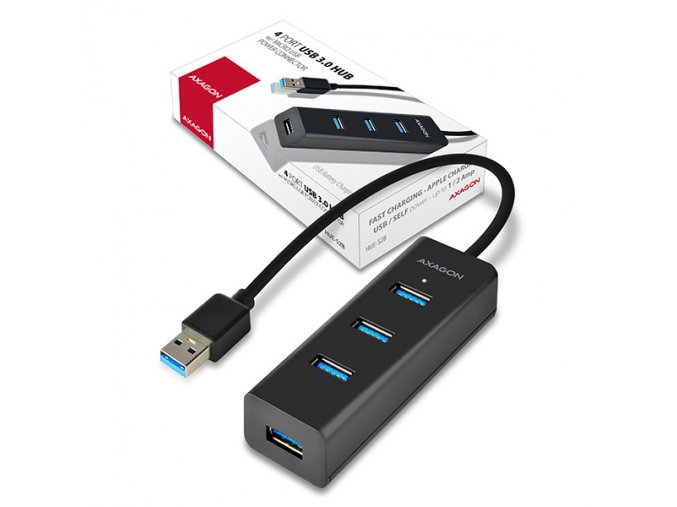 AXAGON HUE-S2B, 4x USB 3.0 CHARGING hub, micro USB nap. konektor, kabel USB-A 30cm