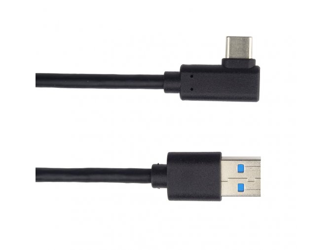 PremiumCord Kabel USB typ C/M zahnutý konektor 90° - USB 3.0 A/M, 1m