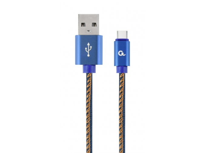 Gembird oplétaný denim USB-A/USB-C kabel 1m