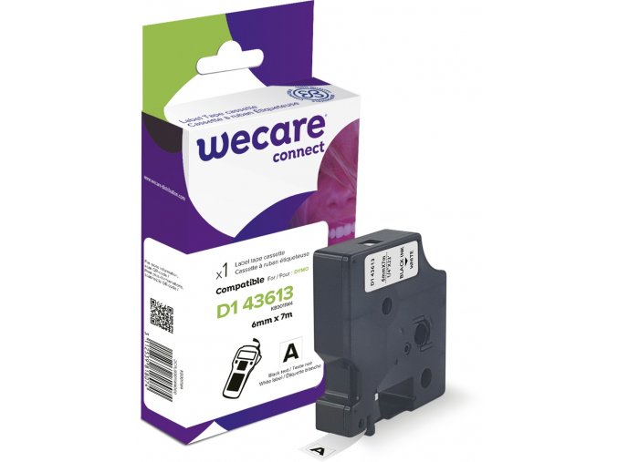 WECARE ARMOR páska kompatibilní s DYMO S0720780,Black/White,6mm*7m