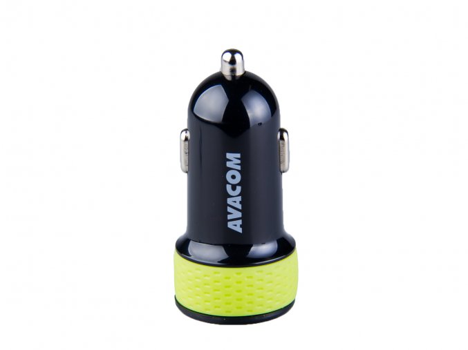 Nabíječka do auta AVACOM NACL-2XKG-31A s dvěma USB výstupy 5V/1A - 3,1A, černo-zelená barva