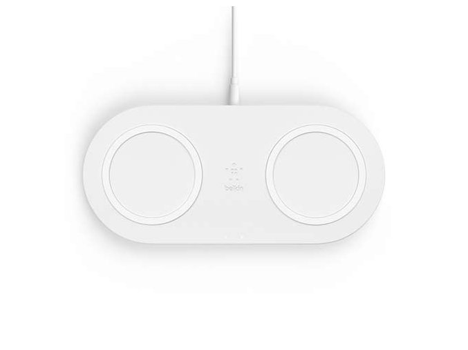 BELKIN Qi dualní podložka, 2x10W s adaptérem, bílá