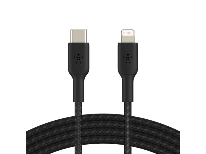 BELKIN kabel oplétaný USB-C - Lightning, 2m, černý