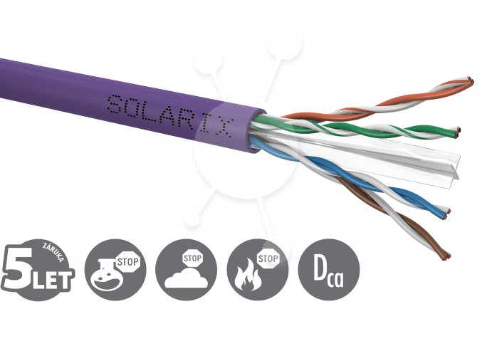 Instalační kabel Solarix CAT6 UTP LSOH Dca-s2,d2,a1 305m/box SXKD-6-UTP-LSOH