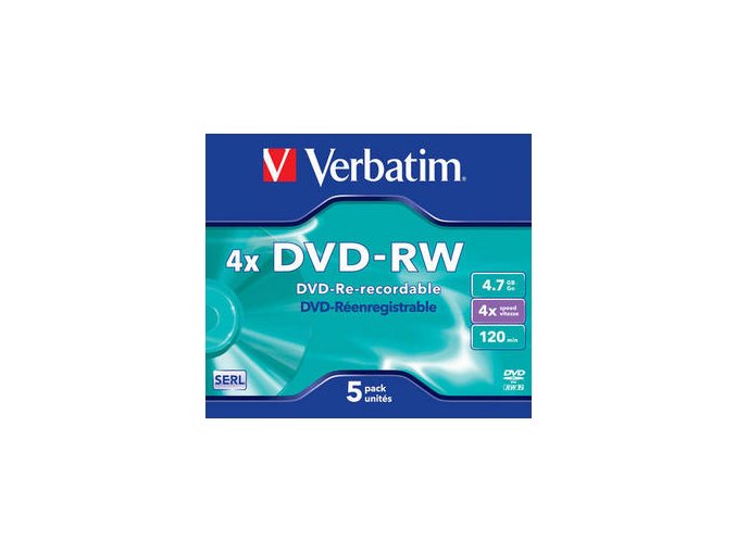 VERBATIM DVD-RW (4x, 4,7GB), 5ks/pack