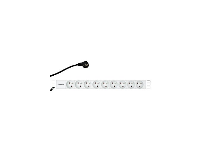 Napájecí panel PDU 19", 9x ČSN, 1U, kabel 2 m