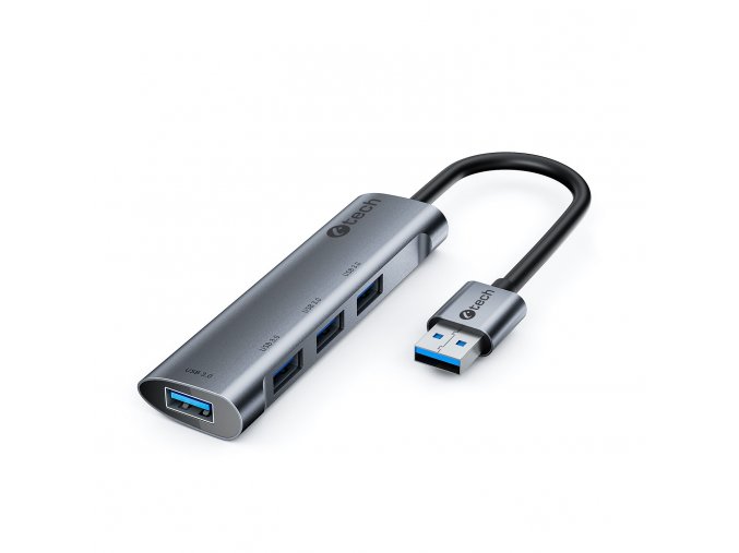 HUB USB C-tech UHB-U3-AL, 4x USB 3.2 Gen 1, hliníkové tělo