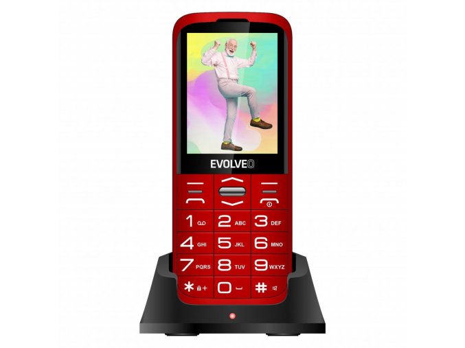 EVOLVEO EasyPhone XO, mobilní telefon pro seniory s nabíjecím stojánkem (červená barva)