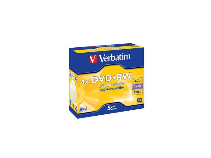 VERBATIM DVD+RW (4x, 4,7GB),5ks/pack