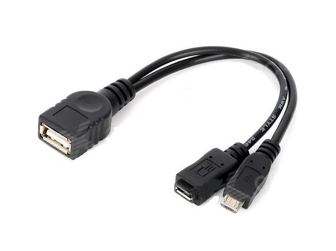 PremiumCord USB redukce kabel USB A/female+Micro USB/female - Micro USB/male OTG