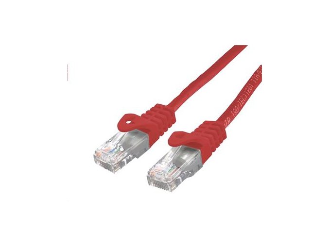 Kabel C-TECH patchcord Cat6, UTP, červený, 0,5m