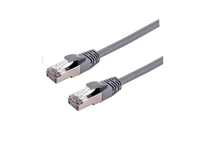 Kabel C-TECH patchcord Cat6a, S/FTP, šedý, 0,5m