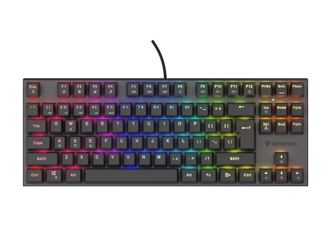 Genesis herní mechanická klávesnice THOR 303/TKL/RGB/Outemu Peach Silent/Drátová USB/US layout/Černá