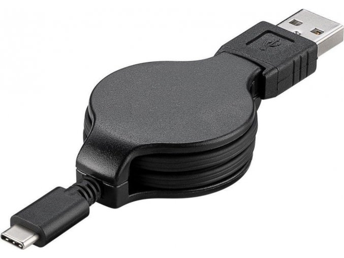 PremiumCord Kabel USB 3.1 C/M - USB 2.0 A/M, charging a sync navíjecí kabel 1m