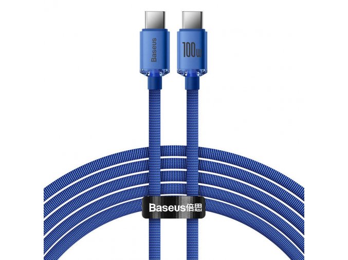 Baseus CAJY000703 Crystal Shine Series Datový Kabel USB-C - USB-C 100W 2m Blue