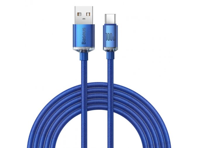 Baseus CAJY000503 Crystal Shine Series Datový Kabel USB - USB-C 100W 2m Blue